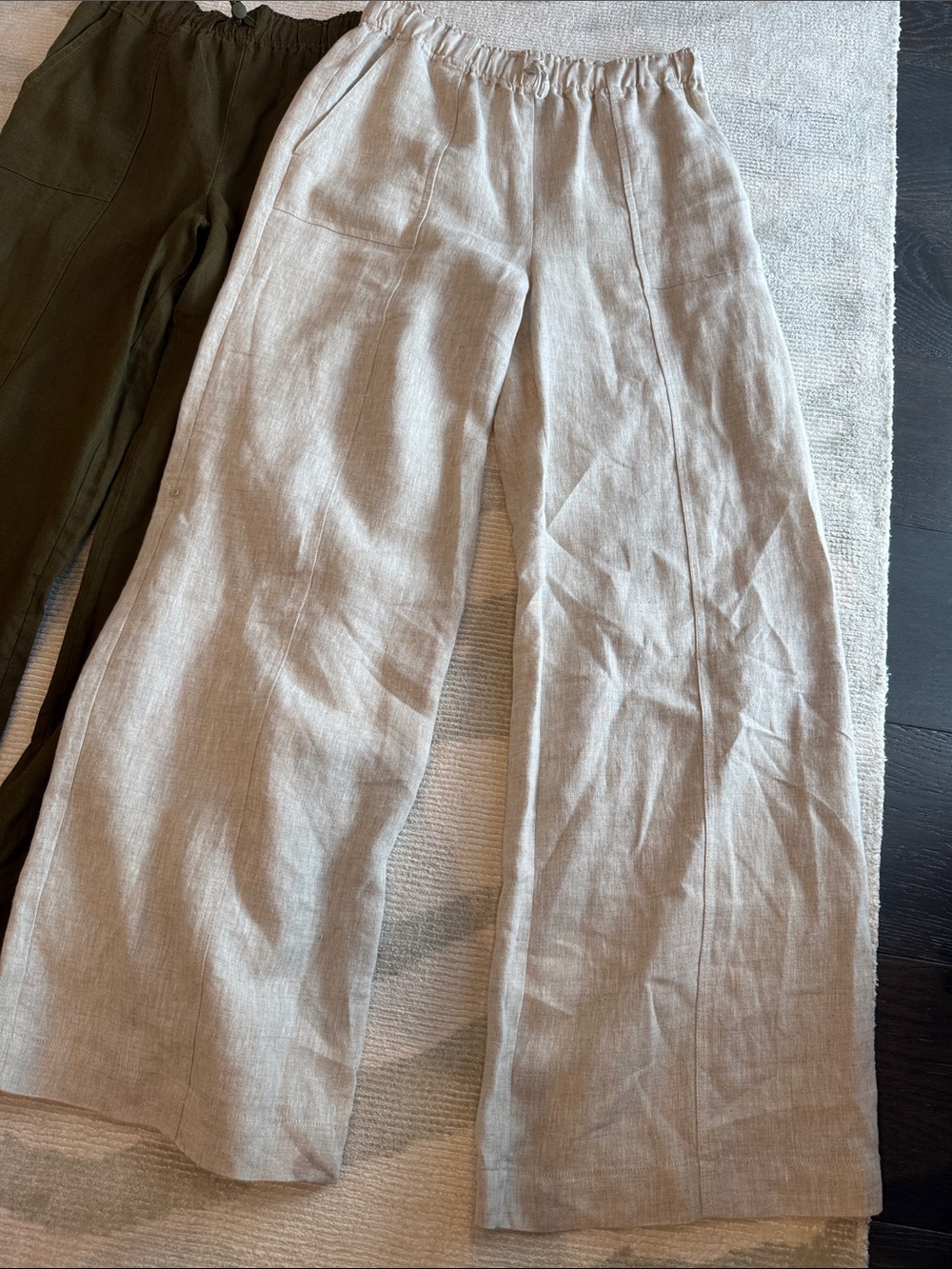Reformation Linen Pants - Olive & Oatmeal - Picture 2 of 14